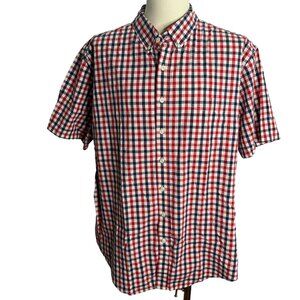 Croft & Barrow Mens Red/Blue Plaid Short Sleeve Button-Down Shirt XXL Stretch
